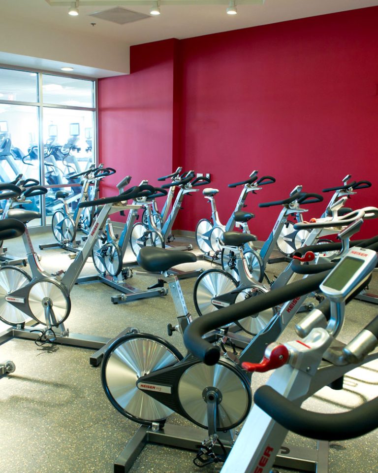 Cycling studio at Ontario women's gym.