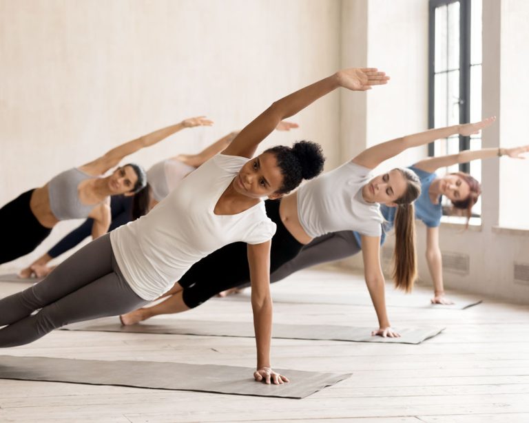 Hot yoga class at women's gym in Ajax..